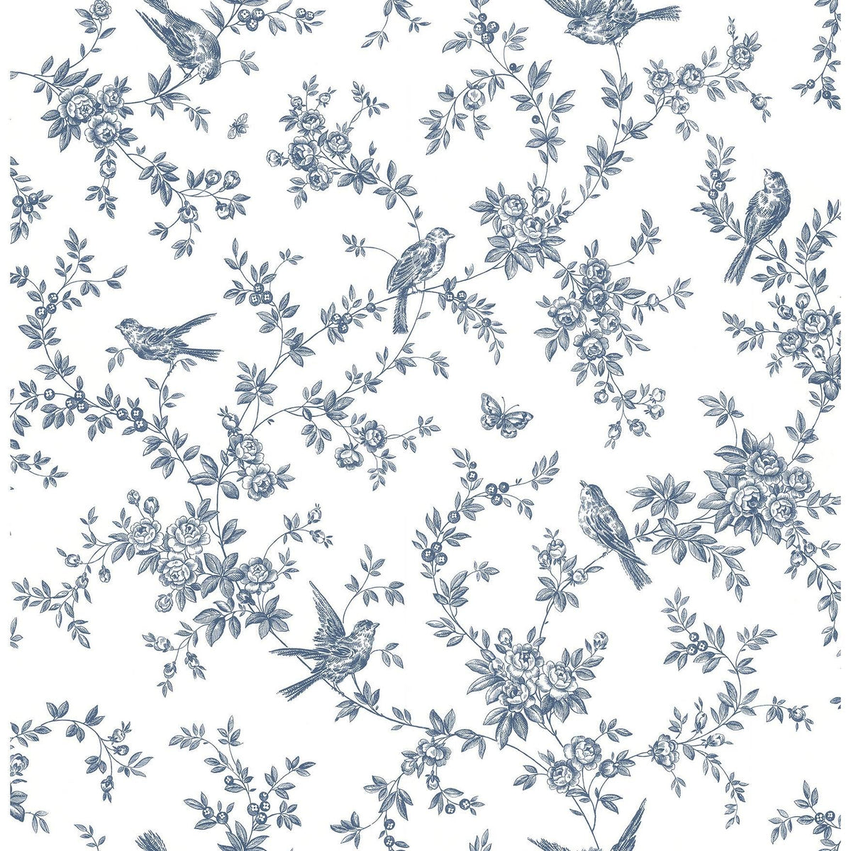 Brewster 2766-003519 Cassandra Navy Floral Trails Wallpaper