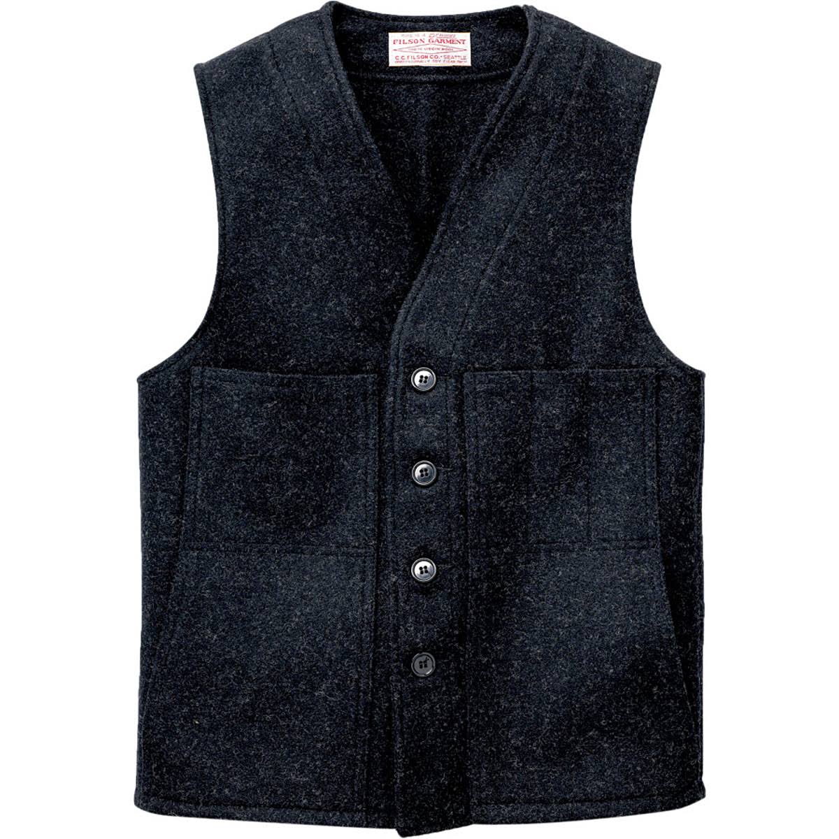 Filson Mackinaw Wool Vest, Charcoal, Large