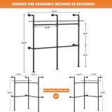 Aheaplus Industrial Pipe Clothing Rack, Reversible 79.7” Clothes Rack for Hanging Clothes, Heavy Duty Garment Racks Closet Wardrobe with LED Lights& Shelves, Walk-in Closet System, Black