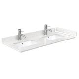 48×22 Double Countertop – Light-Vein Carrara Cultured Marble with Undermount Square Sinks – Includes Backsplash and Sidesplash