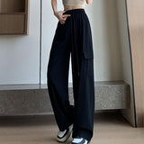 Womens High Waisted Cargo Pants Quick Dry Drawstring Stretch Wide Leg Sweatpants Baggy Casual Streetwear Y2k Trousers