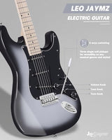 Leo Jaymz 39 Full Size ST Style Electric Guitar Starter Kit with SSH Pickup, 5W Portable Amp, Tuner, Gig Bag, Strap & Accessories (Violet Ocean)
