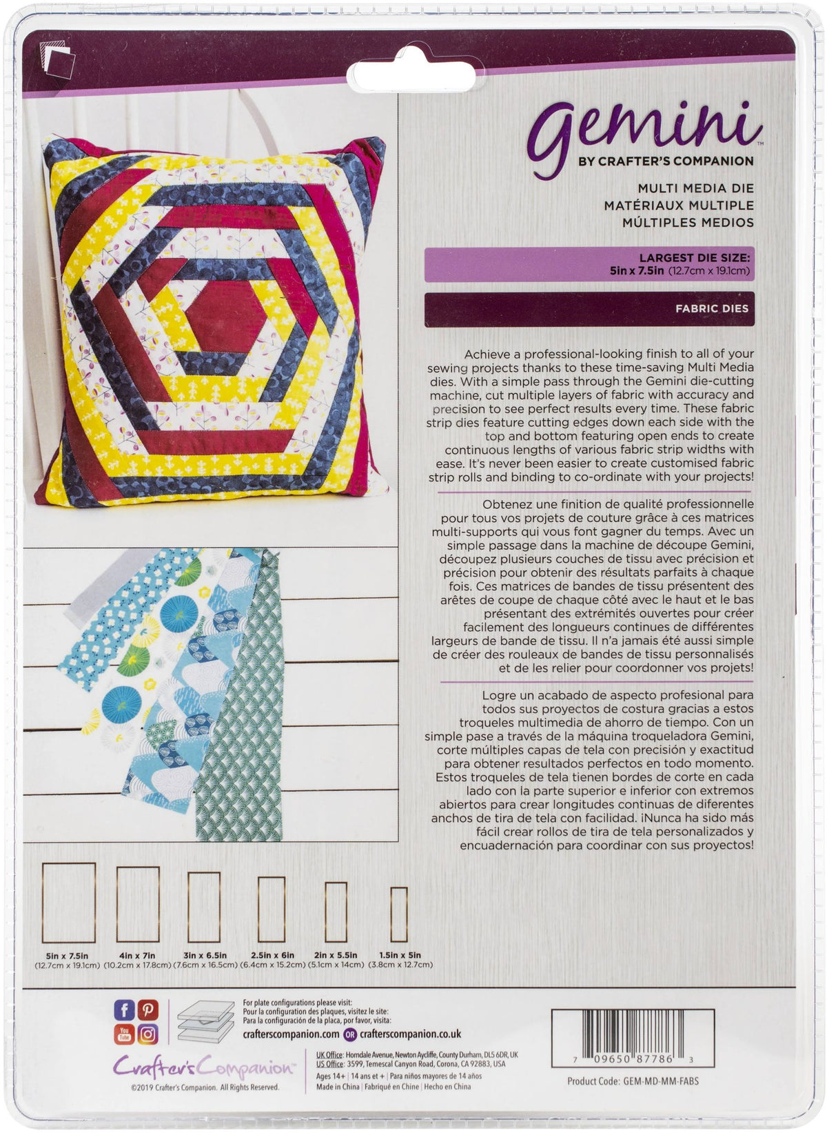 Crafter&s Companion GEMMDMM7 Strips Gemini Patchwork Fabric Dies