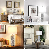 Brightever Table Lamp for Living Room – Touch Lamps Set of 2 with Dual USB Charging Ports, 3-Way Dimmable Farmhouse Lamps for Nightstands, Rustic Bedside Lamp for End Tables, 2 A19 LED Bulbs Included