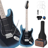 Leo Jaymz 39 Full Size ST Style Electric Guitar Starter Kit with SSH Pickup, 5W Portable Amp, Tuner, Gig Bag, Strap & Accessories (Violet Ocean)