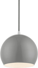 Livex Lighting Piedmont – 1 Light Globe Pendant in Industrial Style-15 Inches Tall and 10 Inches Wide-Shiny Light Gray/Polished Chrome
