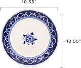 Euro Ceramica Blue Garden 16 Piece Oven Safe Hand Painted Stoneware Dinnerware Set, Service for 4, Bold Vase Design/Floral Pattern, White and blue
