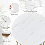 Yaheetech Faux Marble Side Table, 16in End Table Modern Accent Sofa Table w/X-Based, Round Tabletop, Sturdy Metal Legs for Living Room, Black