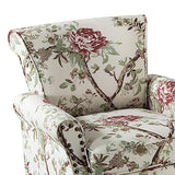 HULALA HOME Modern Wingback Accent Chair with Wood Legs & Removable Cushion, Comfy Upholstered Armchair with Nailhead Trim, Floral Pattern Single Sofa Chair for Living Room Bedroom, Blue