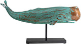 Design Toscano SD1120725 Folk Art Faux Wood Whale Statue on Display Stand, 30 Inch, Blue