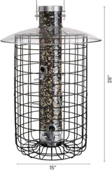 Droll Yankees 344305 Squirrel Proof, Caged Sunflower Bird Feeder, 20-Inch, Black