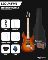 Leo Jaymz 39 Full Size ST Style Electric Guitar Starter Kit with SSH Pickup, 5W Portable Amp, Tuner, Gig Bag, Strap & Accessories (Violet Ocean)
