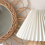 Table Lamp Rattan Pleated Aesthetic Vintage Lamp Bedside Nightstand Mini Lamp for Bedroom Living Room Side Table