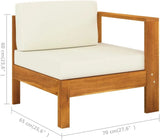 fashionable Furniture Sets 6 Piece Patio Lounge Set with Cream White Cushions Acacia Wood Outdoor Tables for Conversation Dining Outdoor Side Table White