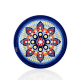Elama Multicolored Round Stoneware Mandala Pattern Dinnerware Set, 16 Piece, Green