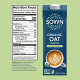 SOWN Organic Oat Creamer Unsweetened – Barista Oat Milk Non Dairy Coffee Creamer – Plant Based, Dairy-Free, Vegan, 0g Added Sugar, Gluten-Free, Non-GMO, Shelf Stable – 32oz (Pack of 6)
