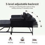 3 in 1 Sleeper Sofa Bed, Futon Sofa Bed for Living Room with Side Pocket, Black Sleepers Sofa Couch with Pullout Bed, Convertible Love Seat Sleepers Bed for Living Room, Bedroom, Small Space