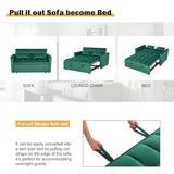 3 in 1 Sleeper Sofa Bed, Futon Sofa Bed for Living Room with Side Pocket, Black Sleepers Sofa Couch with Pullout Bed, Convertible Love Seat Sleepers Bed for Living Room, Bedroom, Small Space