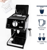 De’Longhi ECP3120 15 Bar Espresso Machine with Advanced Cappuccino System, 9.6 x 7.2 x 11.9 inches, Black/Stainless Steel