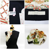 Pre-Owned Salvatore Ferragamo Ferragamo Silk Scarf Muffler Black x Ivory Tori Salvatore Women’s (Good)