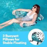Sloosh Pool Floats Chairs Adult,Inflatable Pool Lounge,Plant Pattern Floating Mat Hammock,Blow up Water Chairs Noodles rafts for Party Summer Water Beach Fun