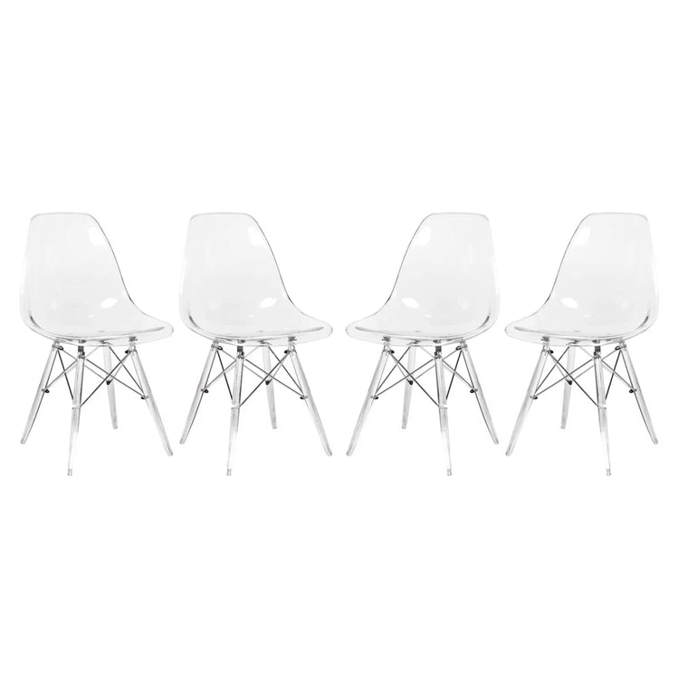 Dover Molded Side Chair with Acrylic Base, Set of 4 – Clear