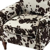 HULALA HOME Modern Wingback Accent Chair with Wood Legs & Removable Cushion, Comfy Upholstered Armchair with Nailhead Trim, Floral Pattern Single Sofa Chair for Living Room Bedroom, Blue