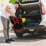 LAZY BUDDY Folding Hand Truck Dolly, 2-in-1 Heavy-duty Platform Cart with 22 Folding Basket, Collapsible Utility Luggage Dolly Cart, Red, 330LBS