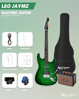 Leo Jaymz 39 Full Size ST Style Electric Guitar Starter Kit with SSH Pickup, 5W Portable Amp, Tuner, Gig Bag, Strap & Accessories (Violet Ocean)