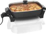 Hamilton Beach Durathon Ceramic Electric Skillet with Removable 12×15?? Pan, Adjustable Temperature, Reversible Design, Tempered Glass Lid (38529K)
