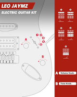 Leo Jaymz 39 Full Size ST Style Electric Guitar Starter Kit with SSH Pickup, 5W Portable Amp, Tuner, Gig Bag, Strap & Accessories (Violet Ocean)