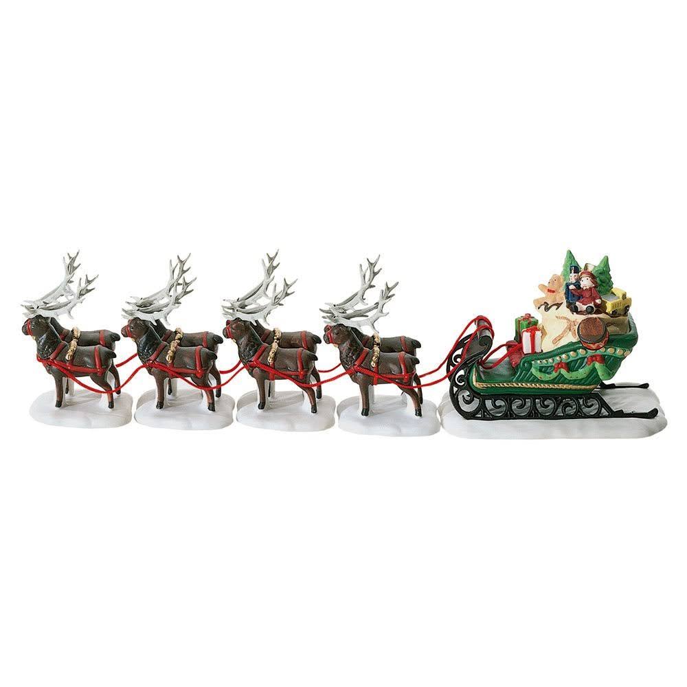 Department 56 North Pole Sleigh and Eight Tiny Reindeer