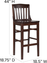 Flash Furniture HERCULES Series School House Back Walnut Wood Restaurant Barstool
