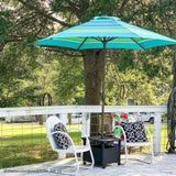 Abba Patio 9-Feet Patio Umbrella Outdoor Market Table Umbrella with Push Button Tilt and Crank, Turquoise Striped