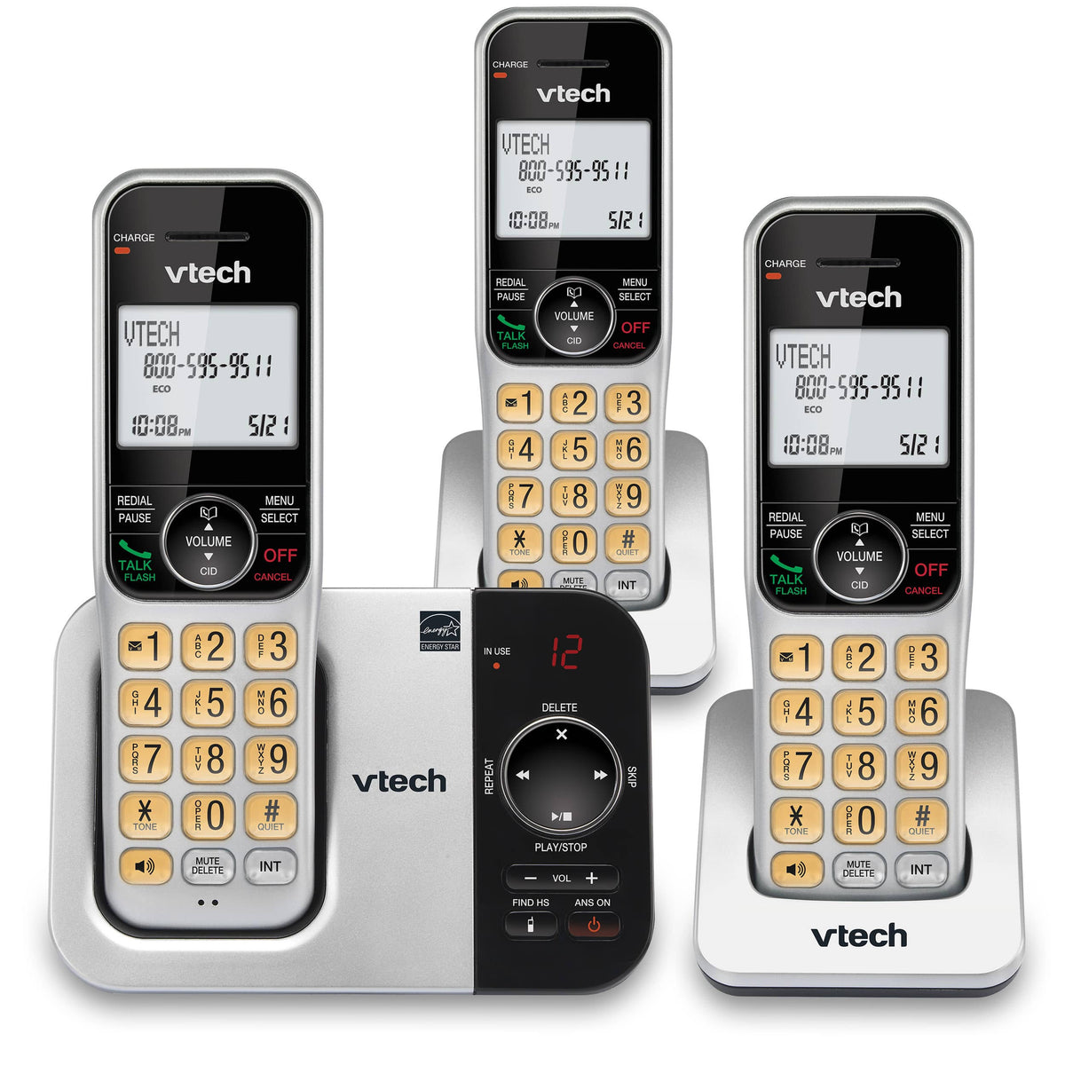 Vtech Dect 6.0 Expandable Cordless Phone with Answering Machine – 3 Handsets (CS5329-3)