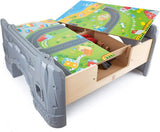 Hape E3766 70 Piece Railway Train Table and Set Toy with Battery Powered Locomotive with Removable Playmat Surface and Storage for Kids 3 Years and Up