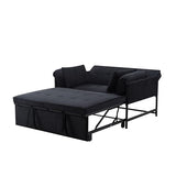 3 in 1 Sleeper Sofa Bed, Futon Sofa Bed for Living Room with Side Pocket, Black Sleepers Sofa Couch with Pullout Bed, Convertible Love Seat Sleepers Bed for Living Room, Bedroom, Small Space