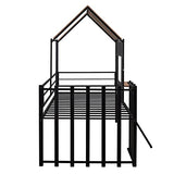 Harper & Bright Designs Kids House Beds Low Loft Bed Frame with Roof, Window, Guardrail and Ladder, Metal Twin Size Loft Bed for Kids Teens Girls Boys (Twin, White)