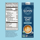 SOWN Organic Oat Creamer Unsweetened – Barista Oat Milk Non Dairy Coffee Creamer – Plant Based, Dairy-Free, Vegan, 0g Added Sugar, Gluten-Free, Non-GMO, Shelf Stable – 32oz (Pack of 6)