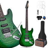 Leo Jaymz 39 Full Size ST Style Electric Guitar Starter Kit with SSH Pickup, 5W Portable Amp, Tuner, Gig Bag, Strap & Accessories (Violet Ocean)