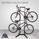 RaxGo Bike Storage Rack, 2 Bicycle Garage Stand, Adjustable, Freestanding, Adjustable Hooks Universal for Indoor Use