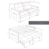 3 in 1 Sleeper Sofa Bed, Futon Sofa Bed for Living Room with Side Pocket, Black Sleepers Sofa Couch with Pullout Bed, Convertible Love Seat Sleepers Bed for Living Room, Bedroom, Small Space