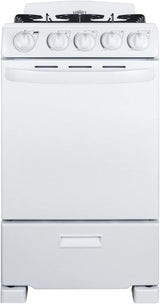 Summit RG200WS 20 Freestanding Gas Range with 4 Burners 2.3 cu. ft. Oven Capacity Broiler Compartment ADA Compliant in White