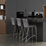 Zuri Furniture Lynx Counter Height Contemporary Bar Stool with Metal Base – Black