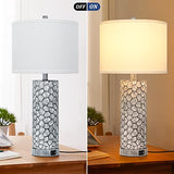 Brightever Table Lamp for Living Room – Touch Lamps Set of 2 with Dual USB Charging Ports, 3-Way Dimmable Farmhouse Lamps for Nightstands, Rustic Bedside Lamp for End Tables, 2 A19 LED Bulbs Included