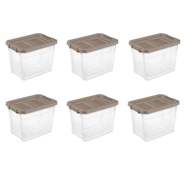 Sterilite, 30 Qt./28 L Stacker Box, Taupe Splash, Case of 6
