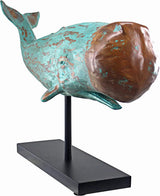 Design Toscano SD1120725 Folk Art Faux Wood Whale Statue on Display Stand, 30 Inch, Blue