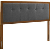 Modway Draper Tufted Queen Fabric and Wood Headboard – Walnut Charcoal