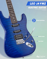 Leo Jaymz 39 Full Size ST Style Electric Guitar Starter Kit with SSH Pickup, 5W Portable Amp, Tuner, Gig Bag, Strap & Accessories (Violet Ocean)