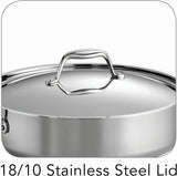 Tramontina Tri-Ply Clad 6-Quart Stainless Steel Covered Deep Saute Pan